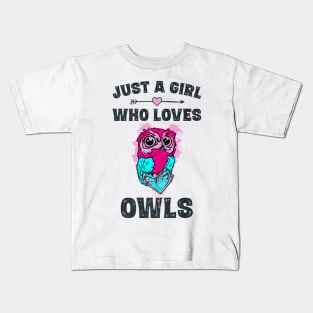 Girls Owls Lover Owl Design Kids T-Shirt